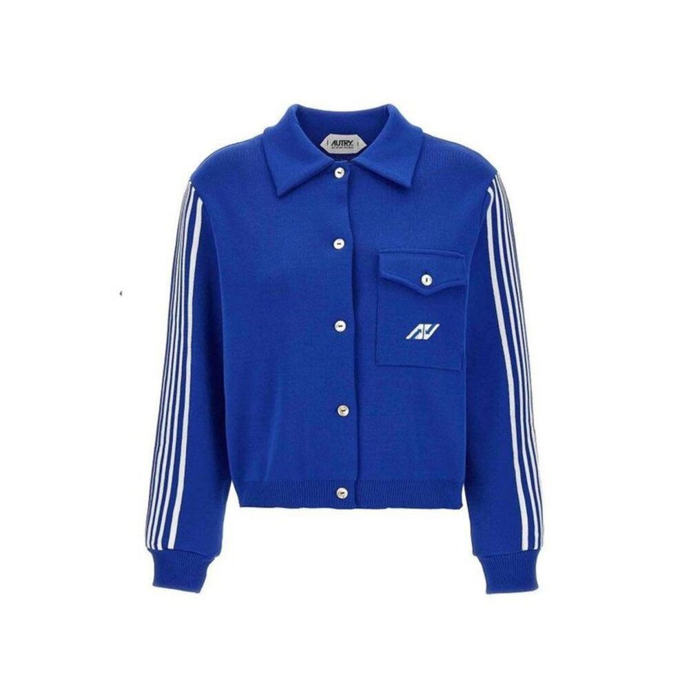 Autry Nylon Knit Cardigan with Button Front Women Blue Cardigans